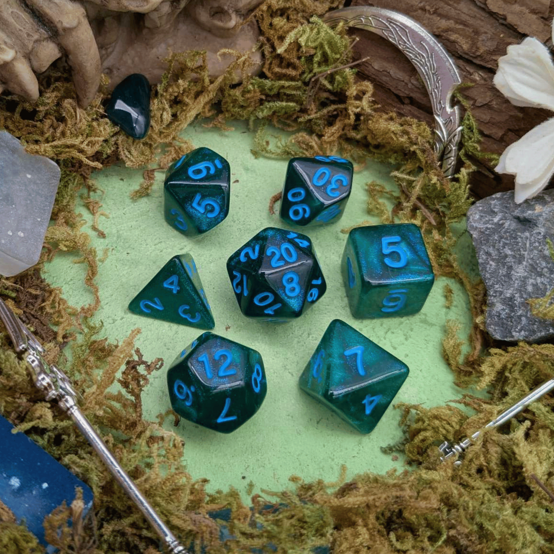 Moss Shimmer Dice Set
