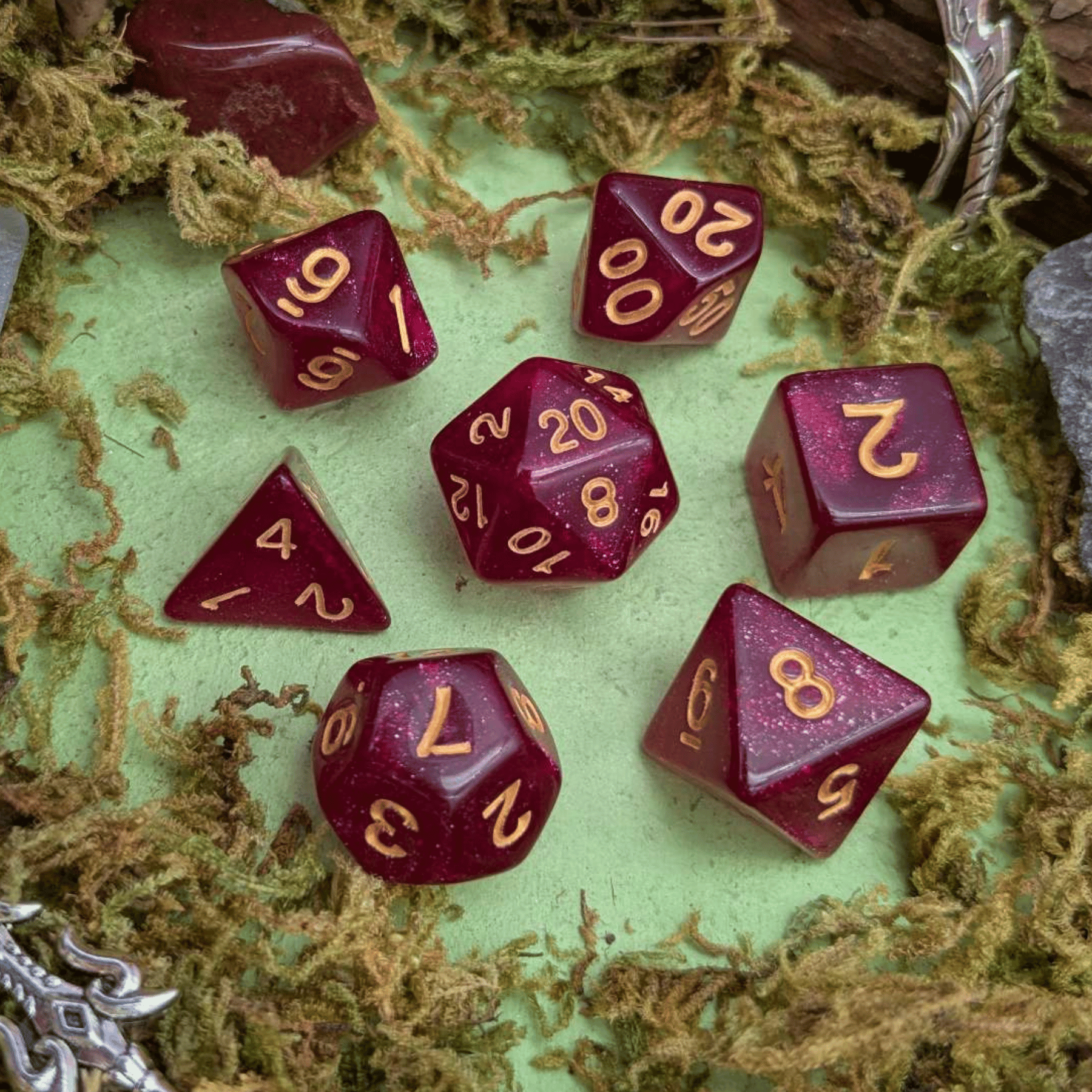 Red Ruby Shimmer Dice Set