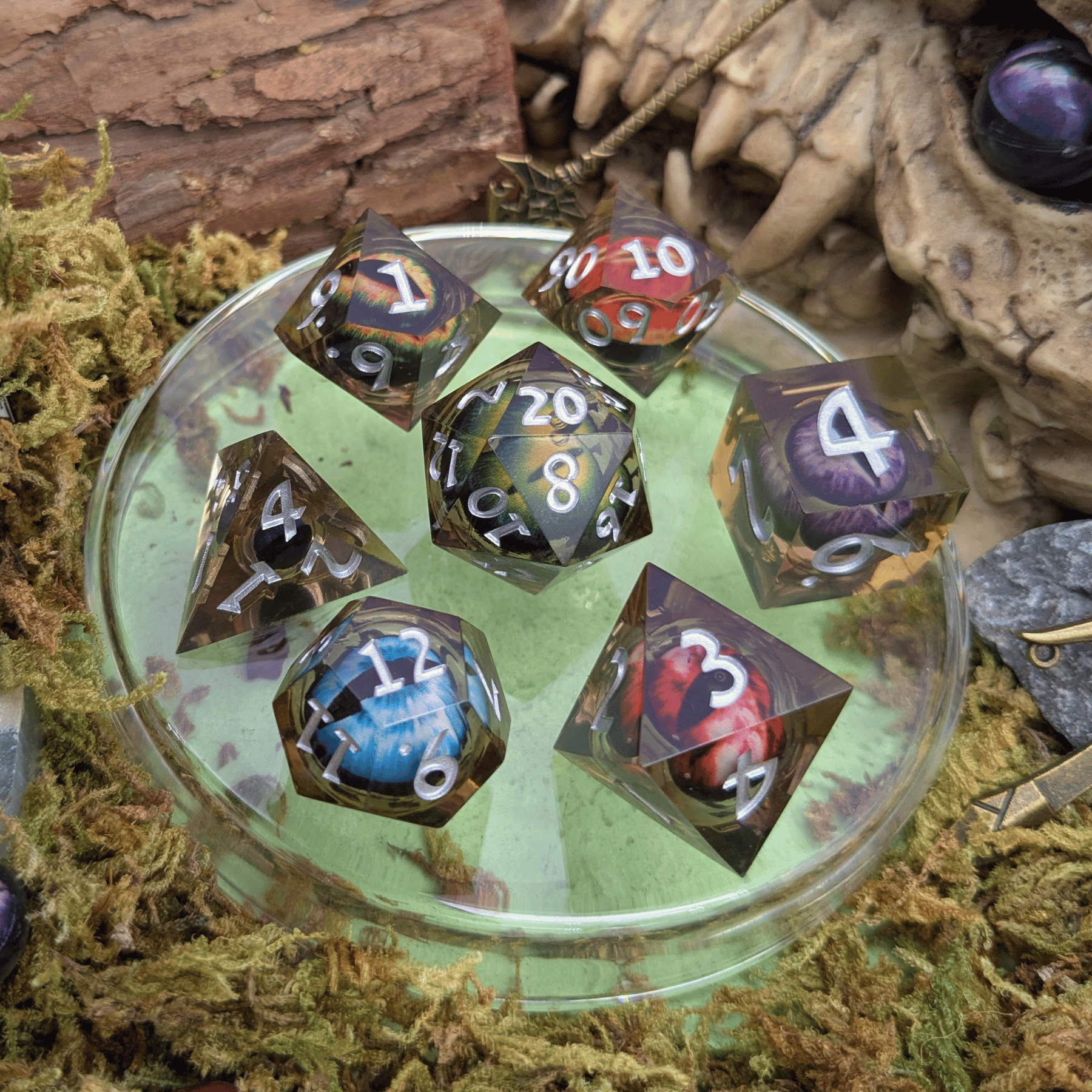 Snake Eye Multi-Coloured Liquid Core Dice Set
