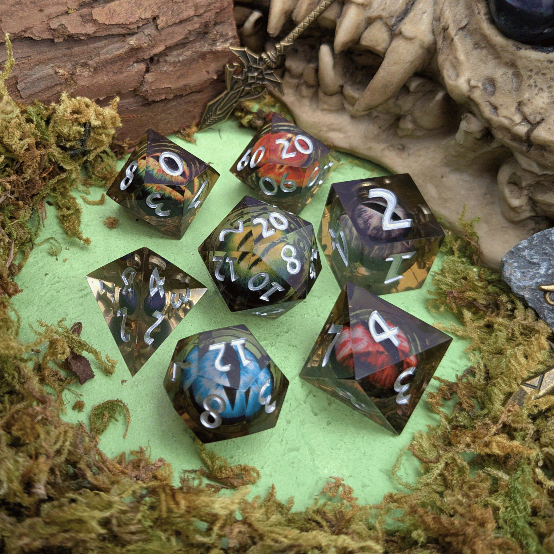 Snake Eye Multi-Coloured Liquid Core Dice Set