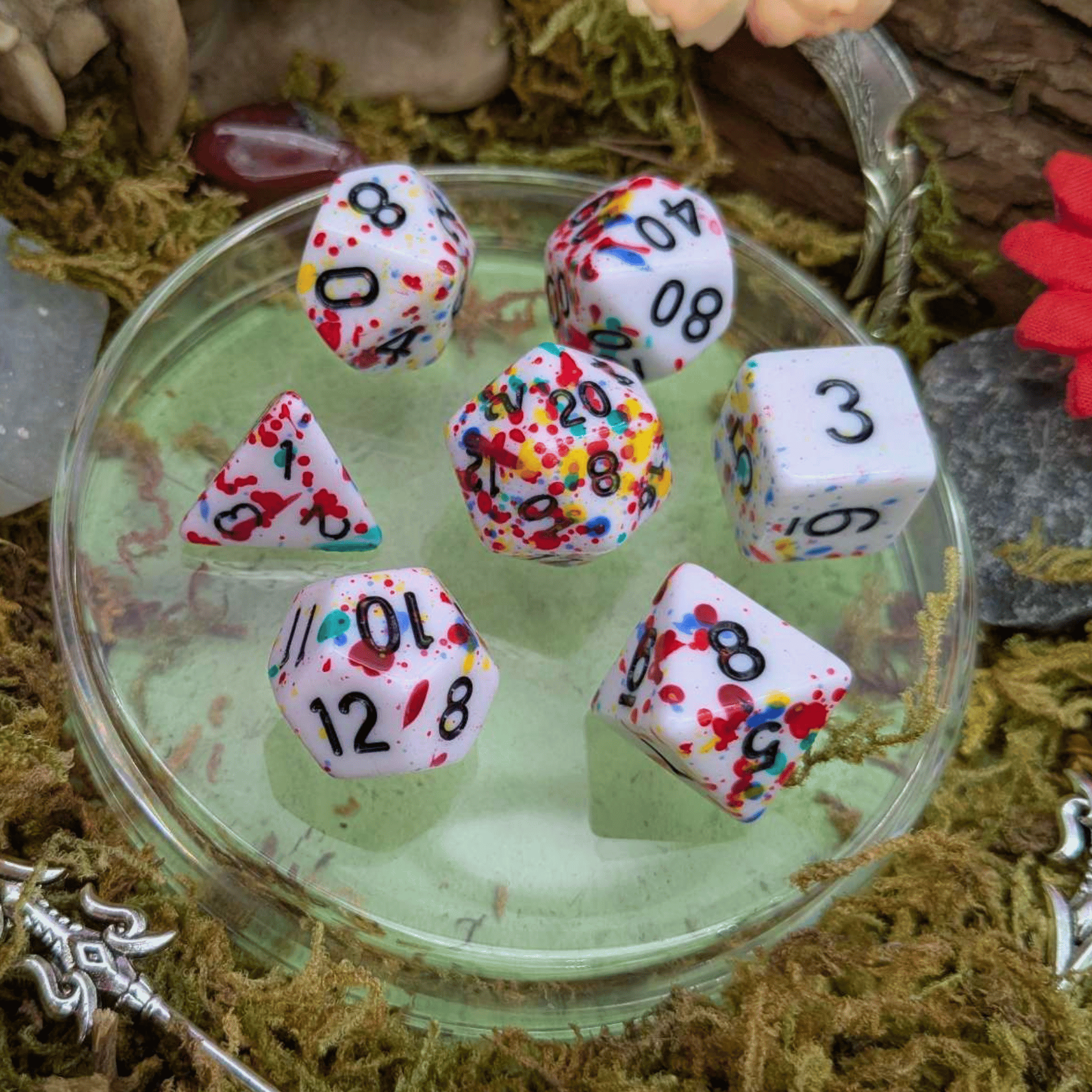 Multi-Coloured Splatter Dice Set