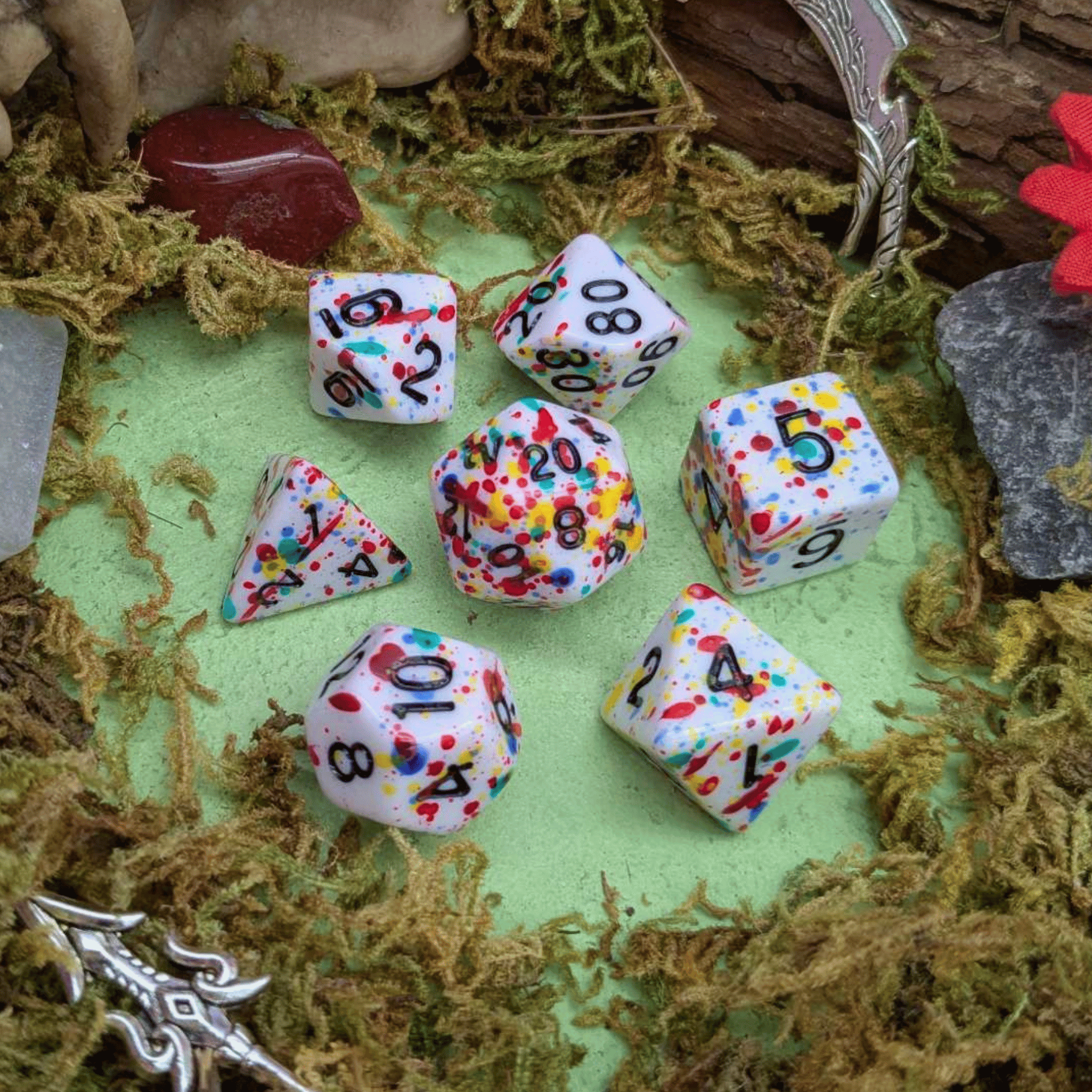 Multi-Coloured Splatter Dice Set