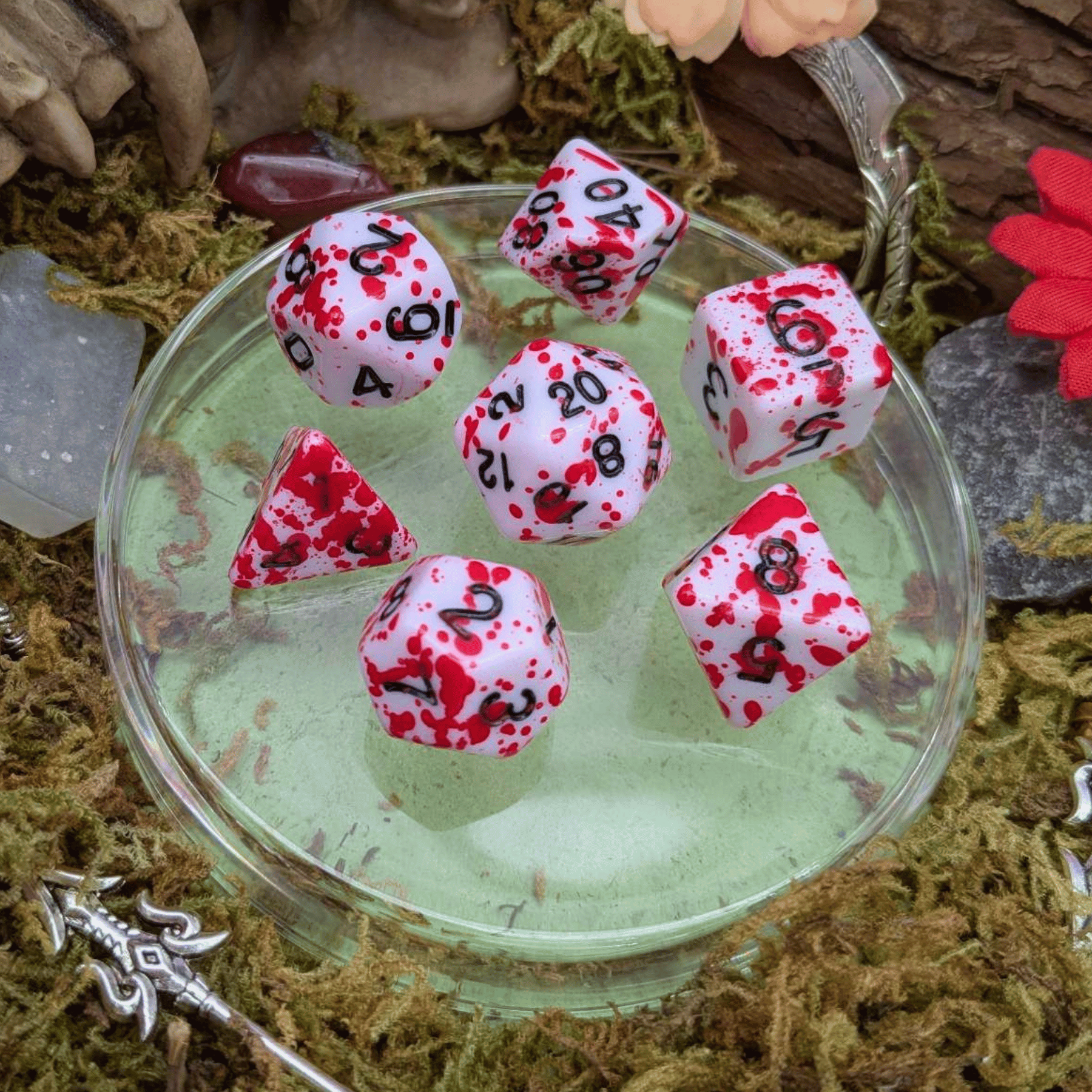 Red Splatter Dice Set