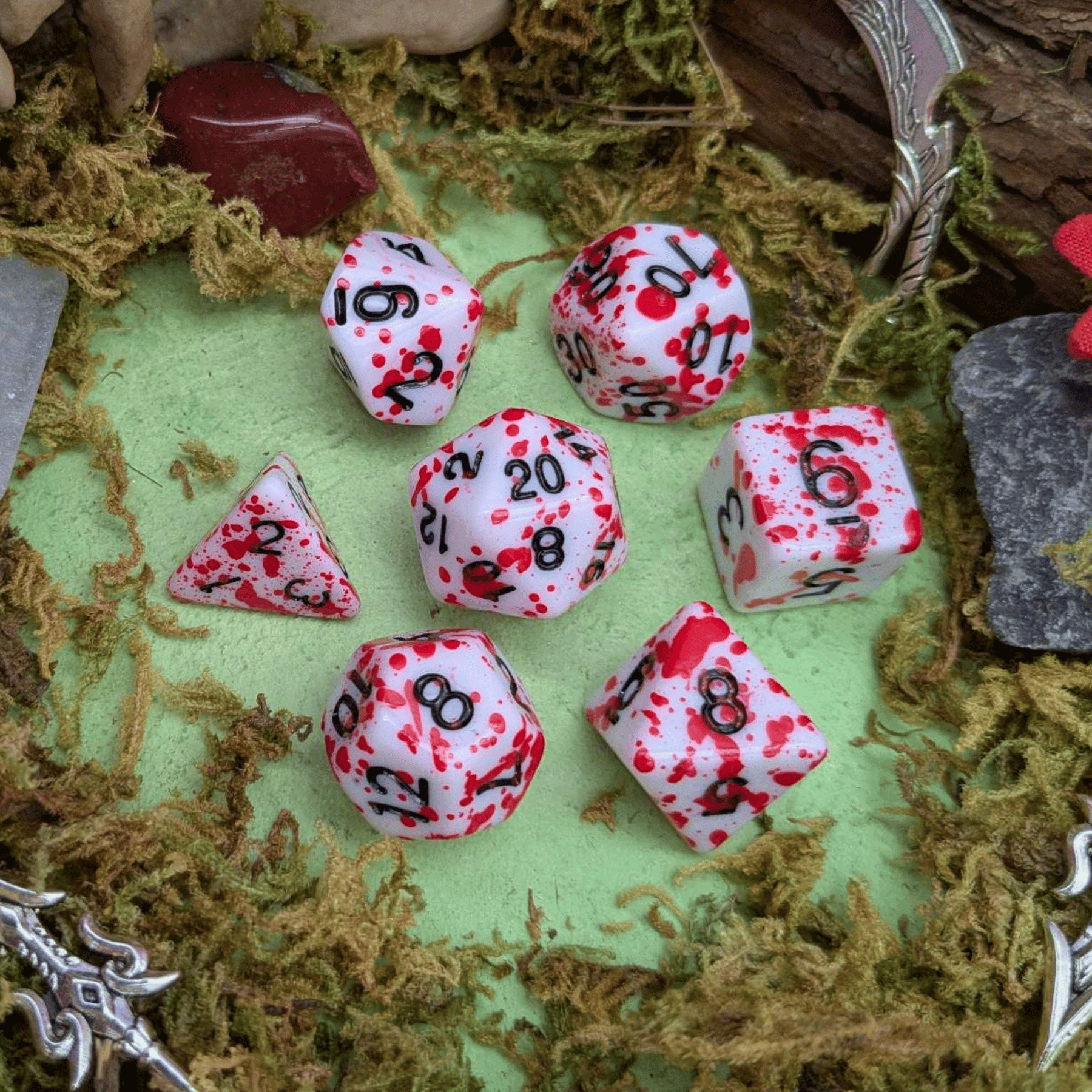 Red Splatter Dice Set