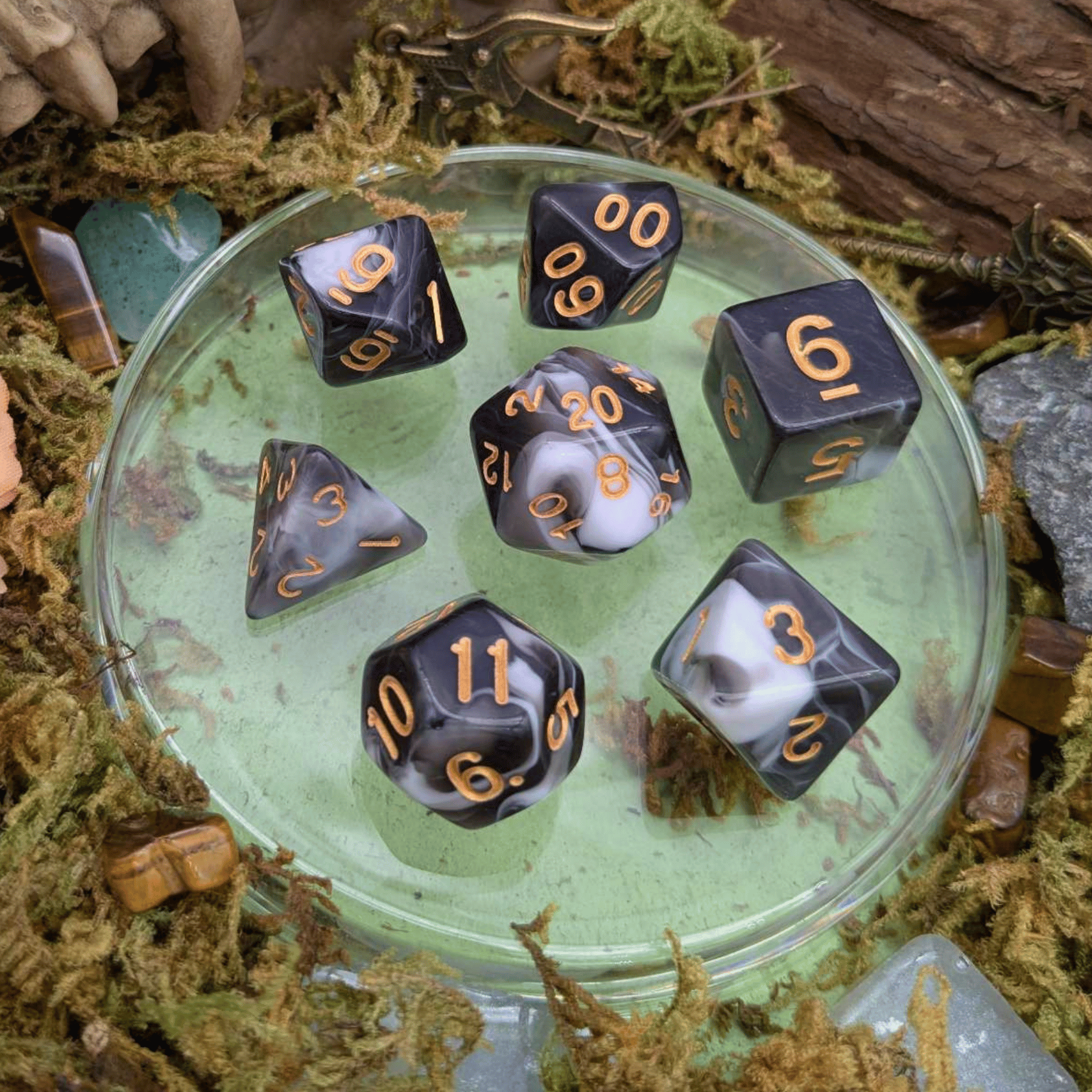 Black and White Two Tone Dice Set