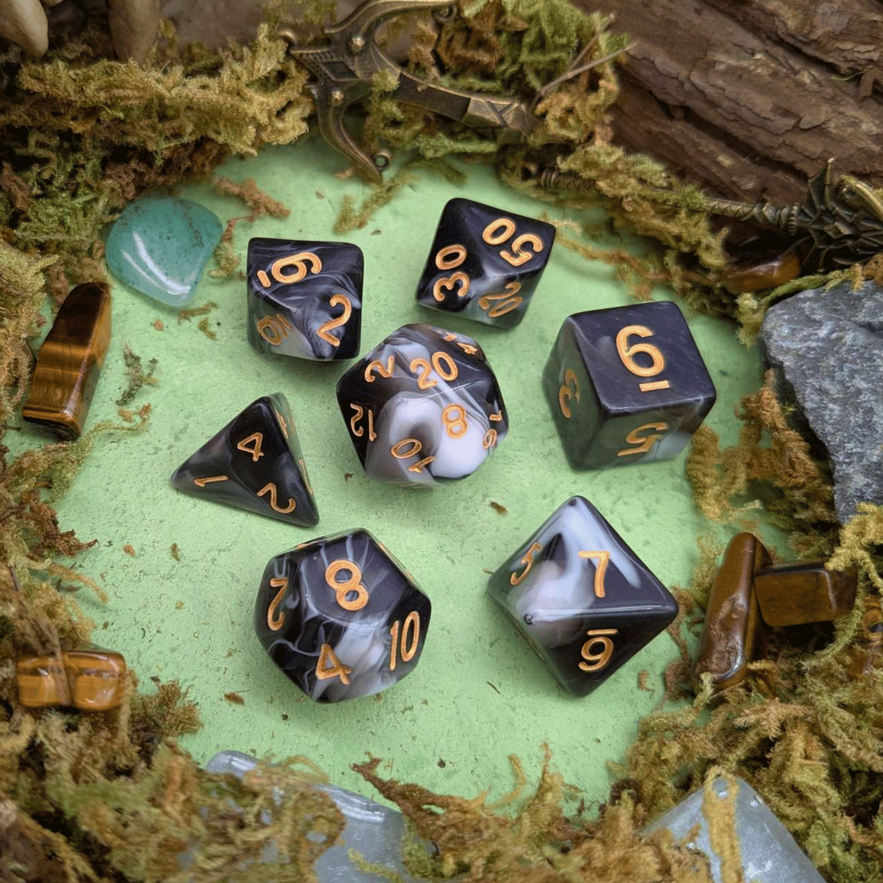 Black and White Two Tone Dice Set