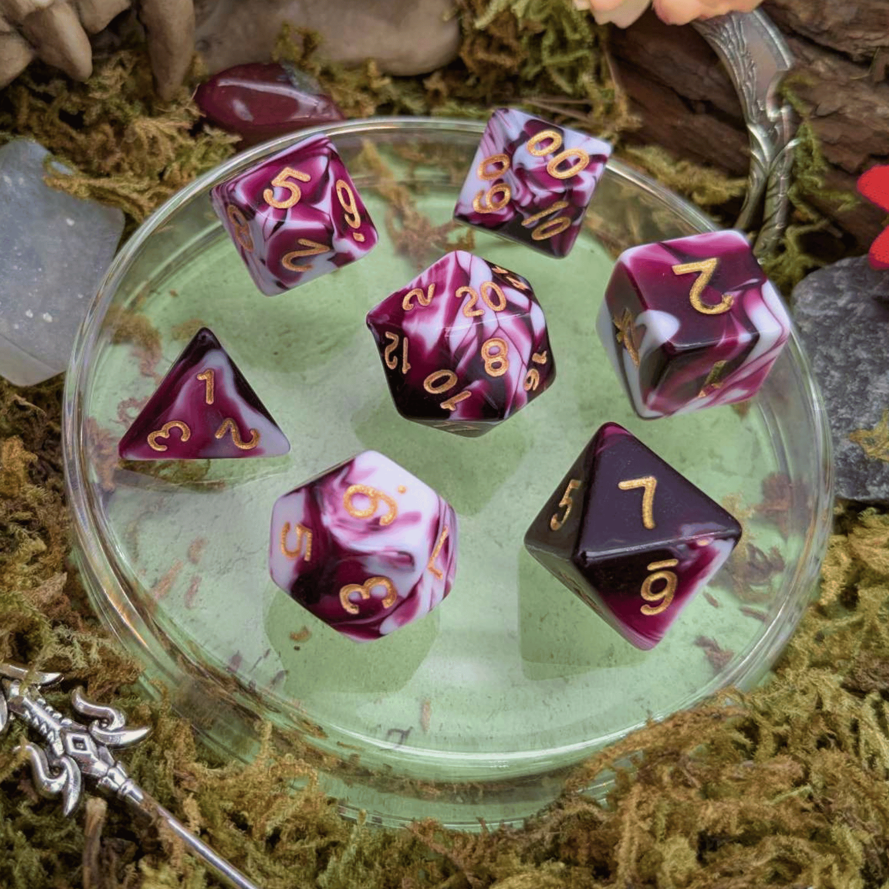 Two Tone Pink White Dice Set