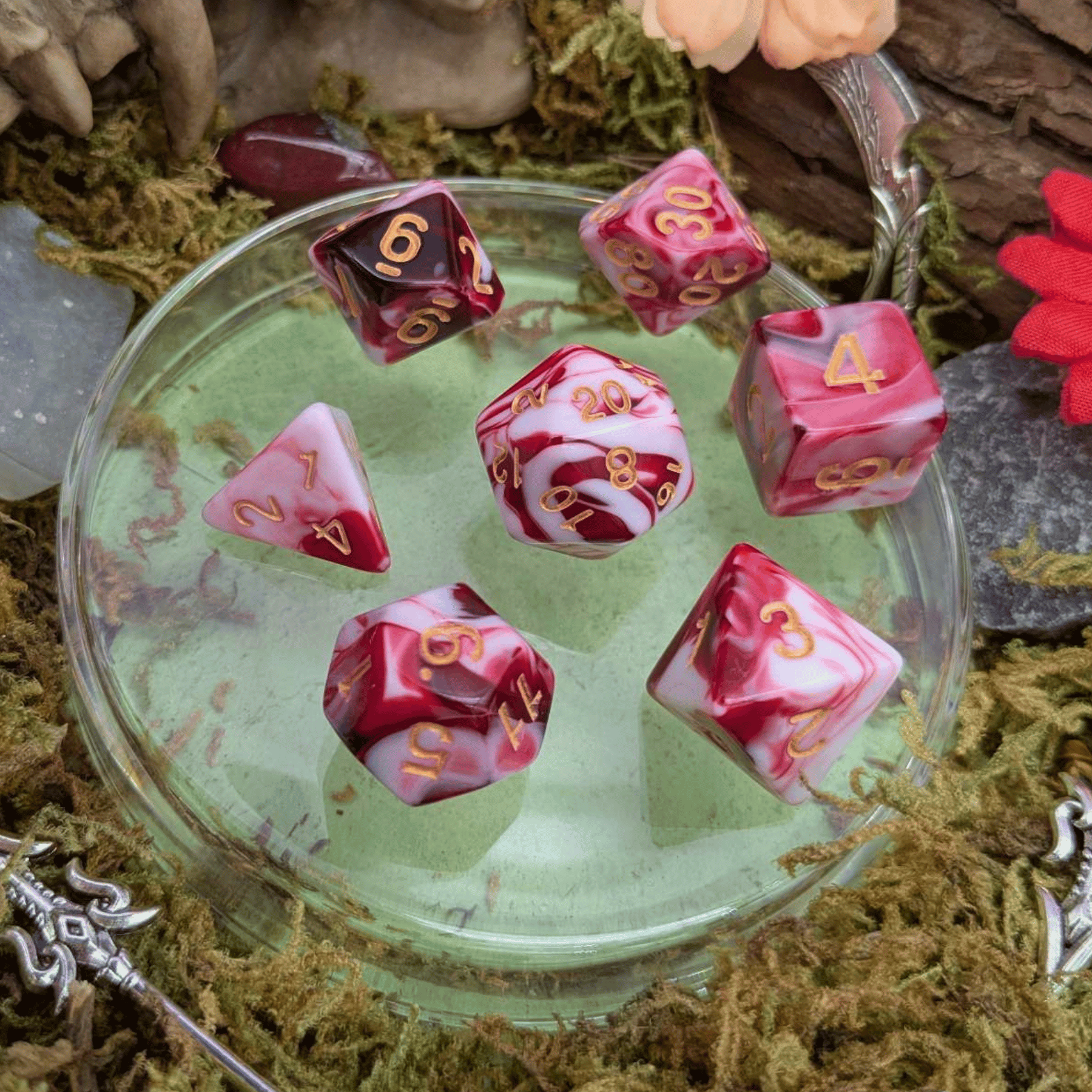 Two Tone Red White Dice Set