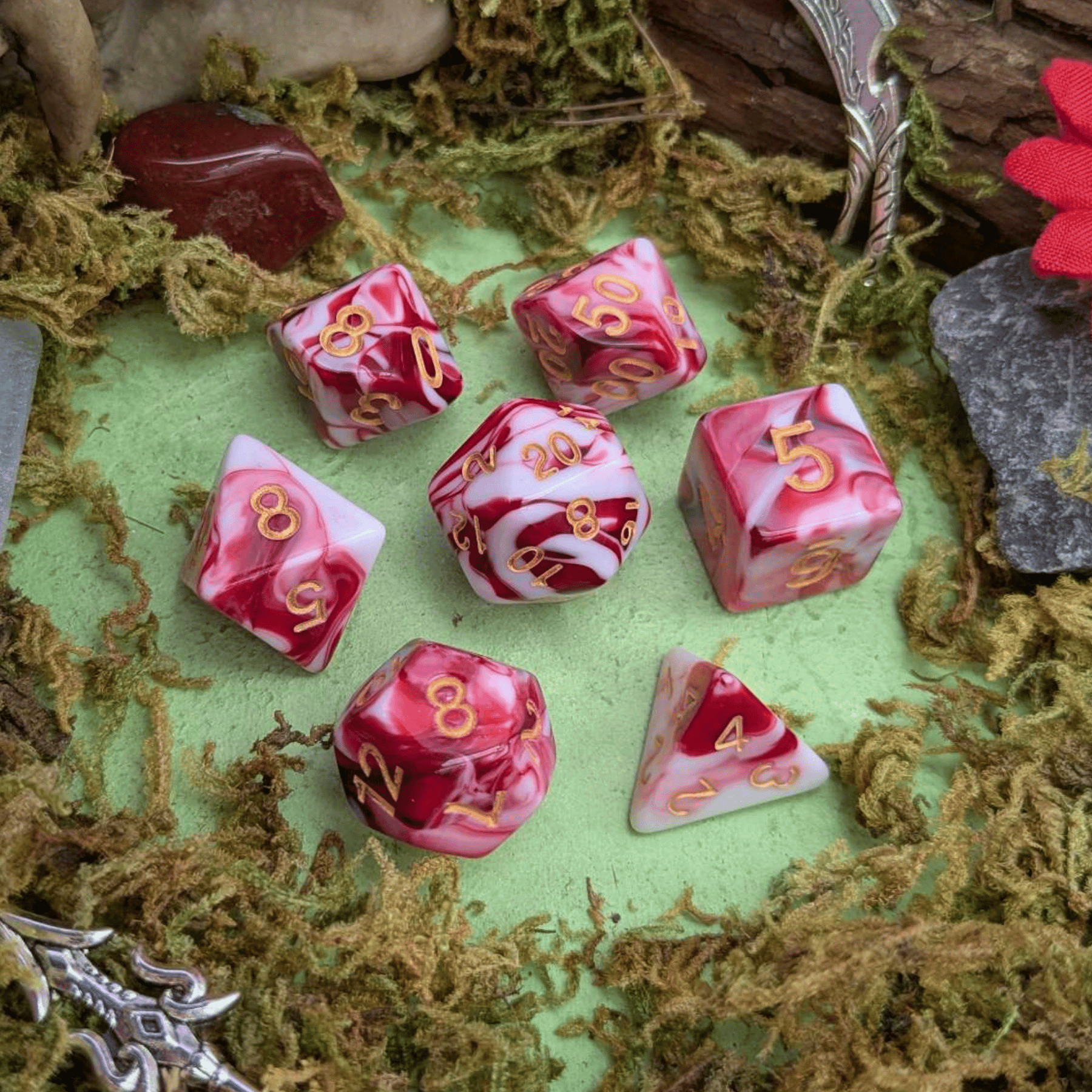 Two Tone Red White Dice Set