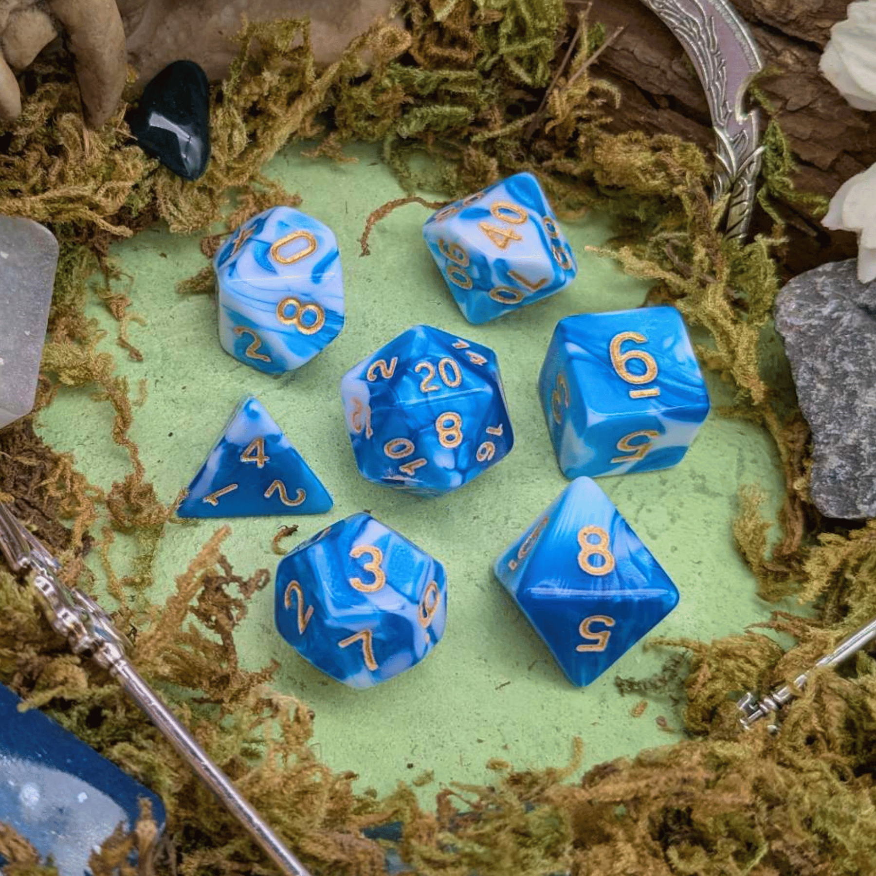 Two Tone Sky Blue Dice Set
