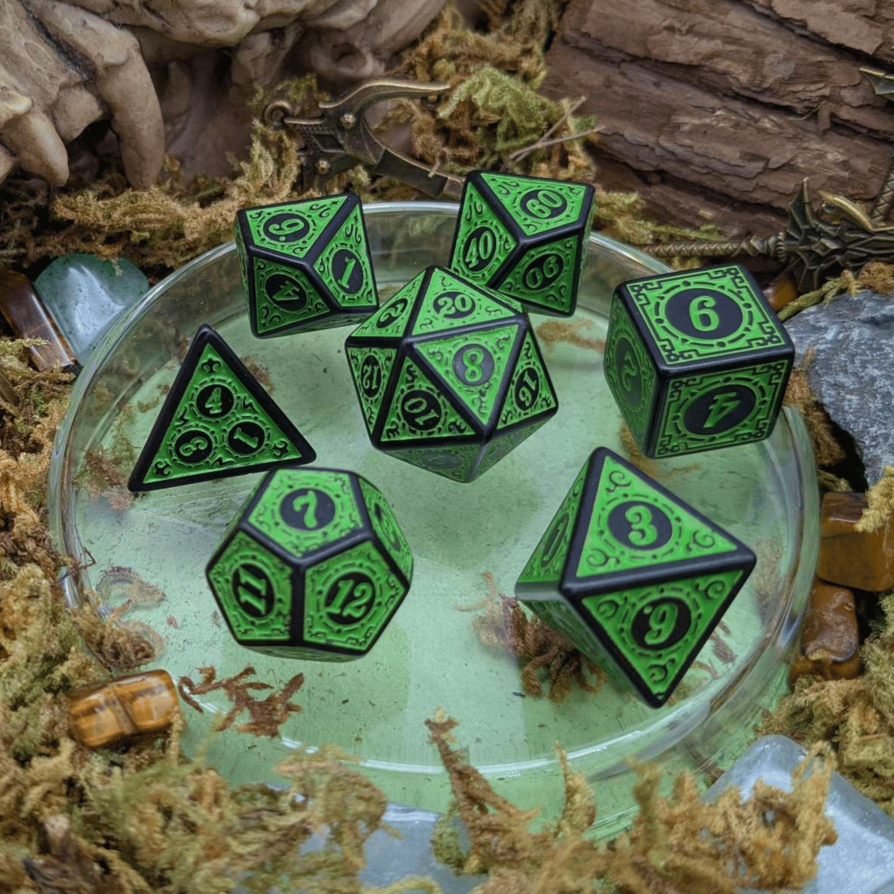 Green Zoltar Dice Set