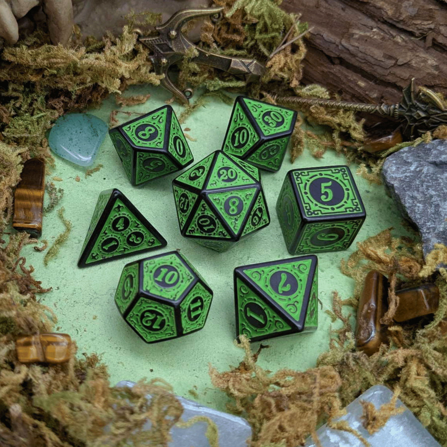 Green Zoltar Dice Set