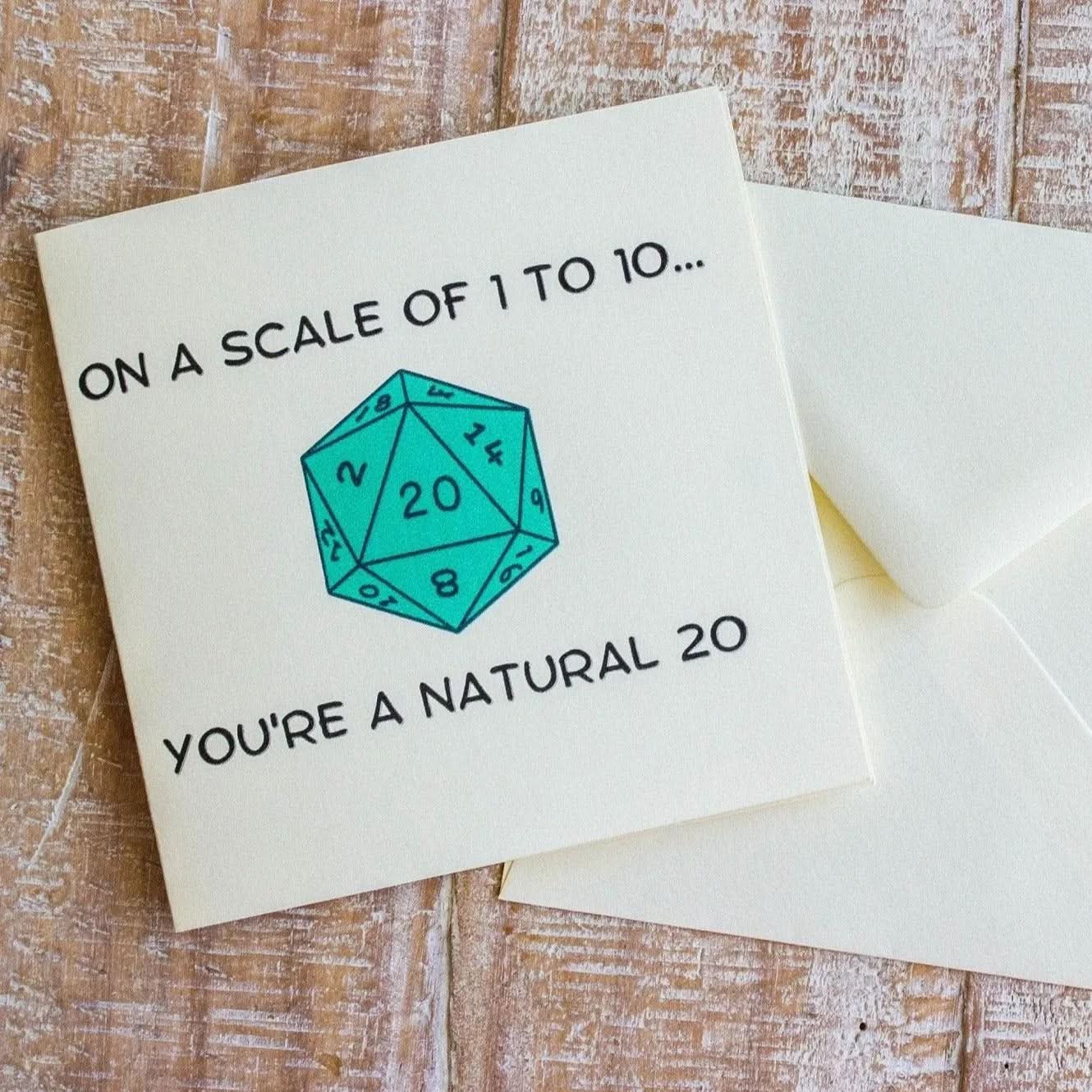 TTRPG Birthday Card Natural 20 TTRPG card Mystery Dice Goblin