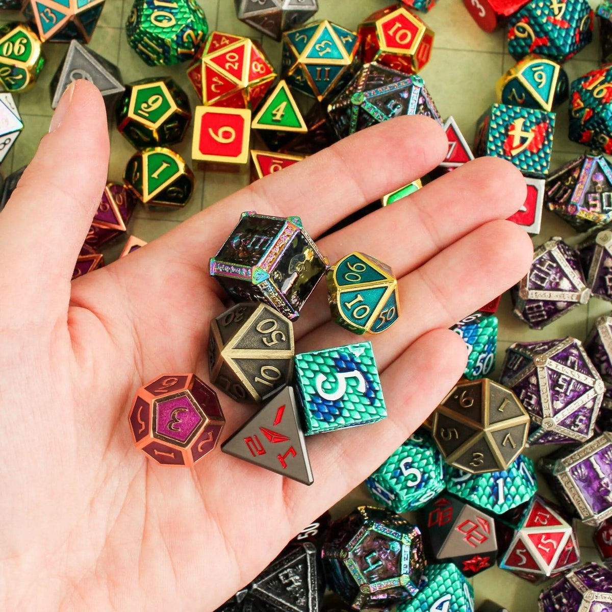 , Metal Mystery Dice TTRPG Dice over 100 styles available, Polyhedral Metal Dice never the same sets | TTRPG Dice