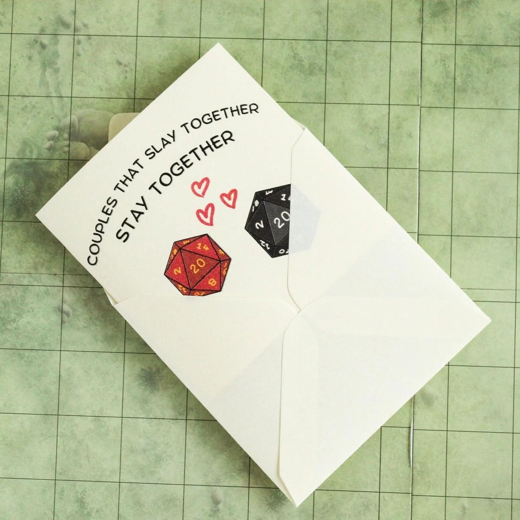 TTRPG Couples That Slay Together Stay Together Romance Love Card | Card | TTRPG Card | TTRPG Present | TTRPG Love | TTRPG Gift