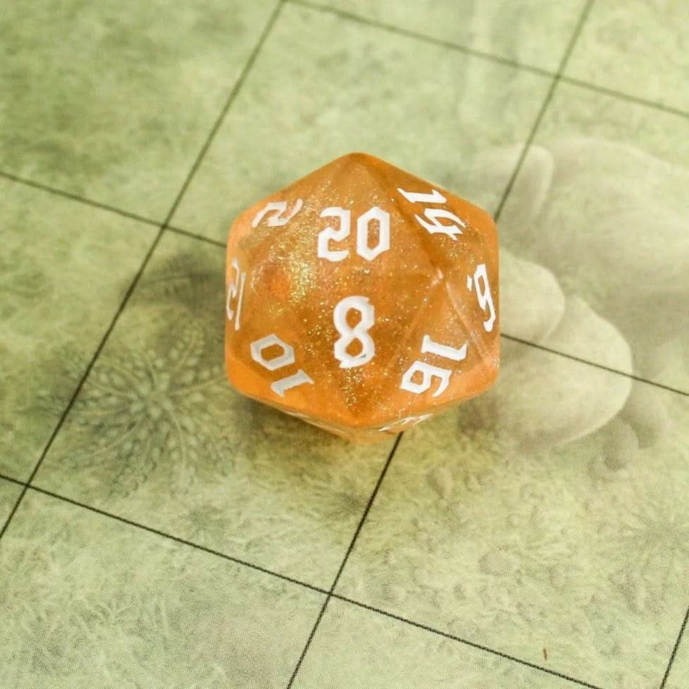 Glitter Peach TTRPG Dice Set| Dice (7) | Polyhedral Dice