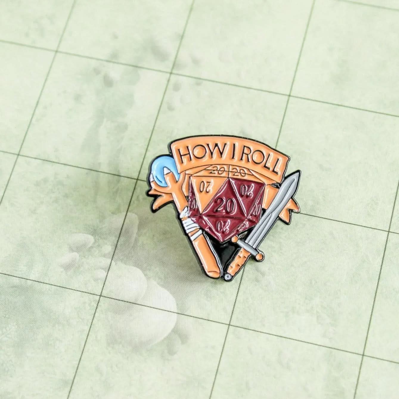 TTRPG Gift How I Roll Badge Enamel Pin Broach