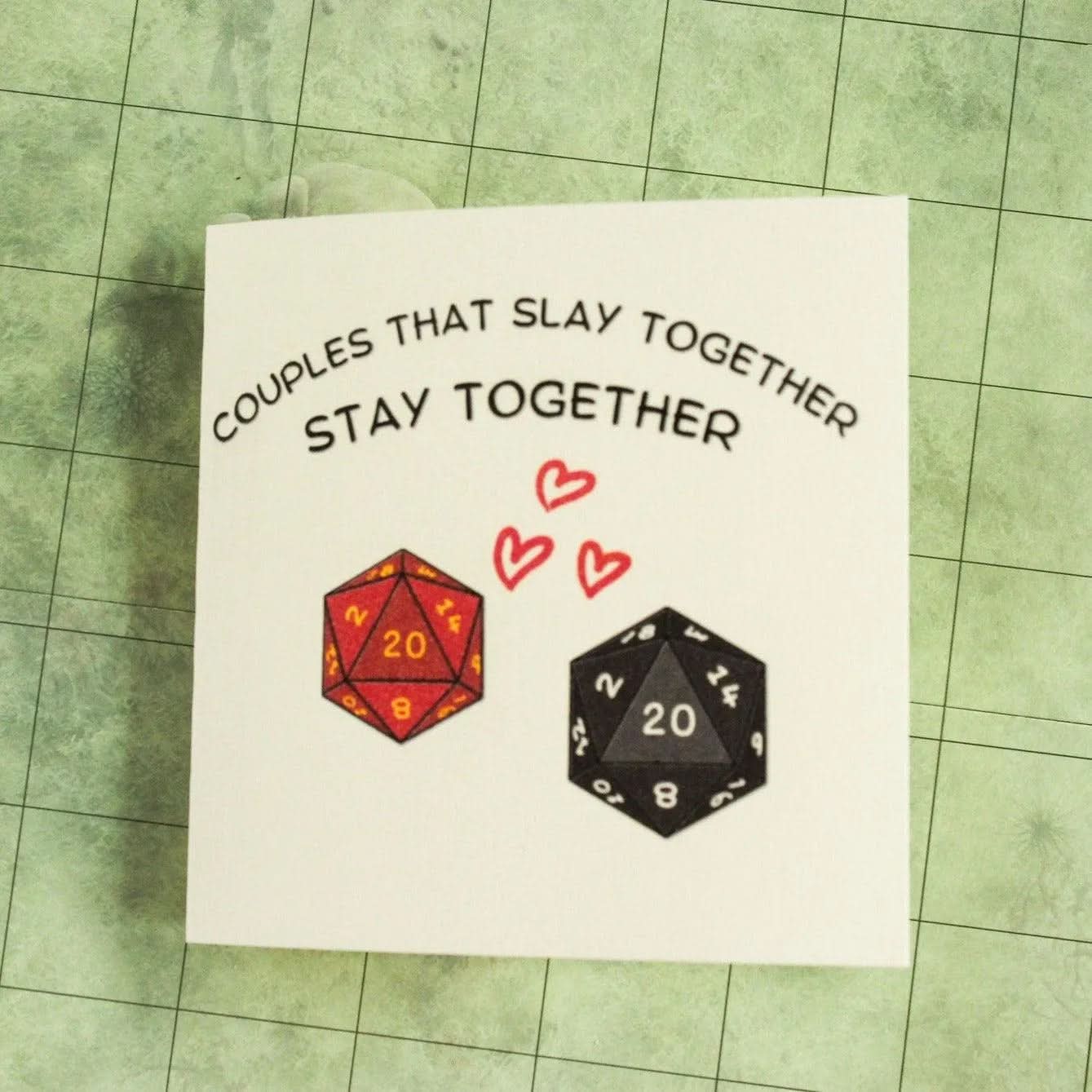 TTRPG Couples That Slay Together Stay Together Romance Love Card | Card | TTRPG Card | TTRPG Present | TTRPG Love | TTRPG Gift