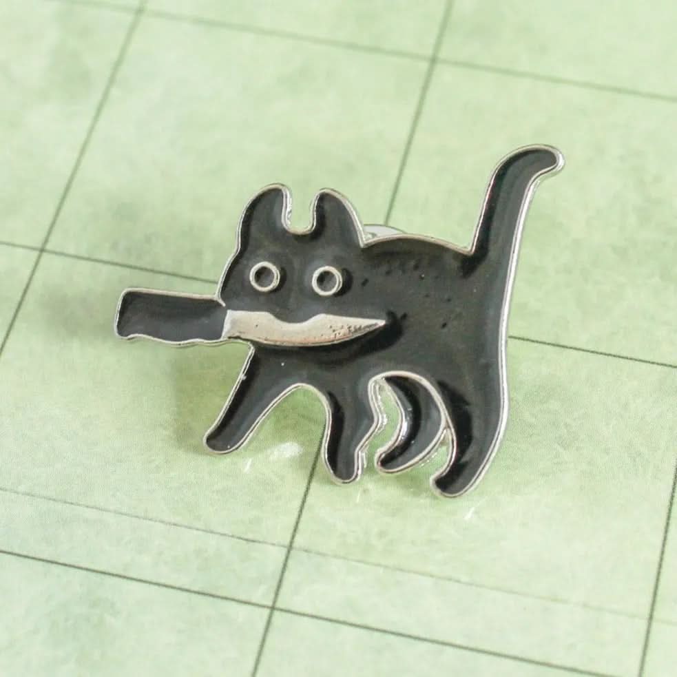 TTRPG Gift Dagger Cat Badge Enamel Pin Broach