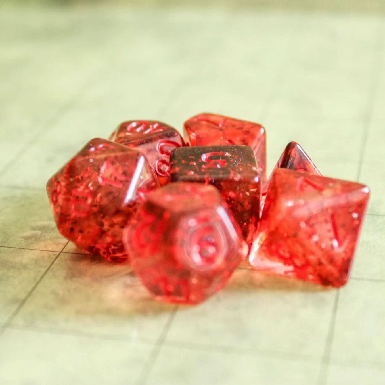 Glitter Red TTRPG Dice Set | Purple Dice (7) | Polyhedral Dice