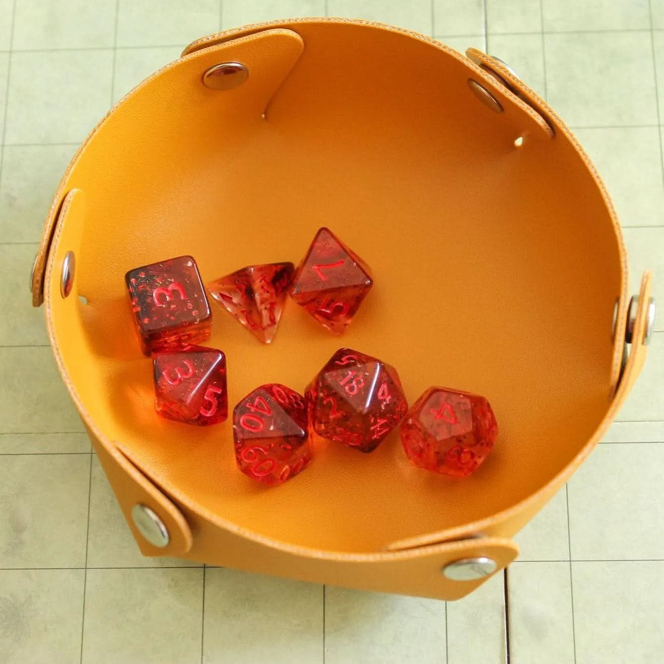 Glitter Red TTRPG Dice Set | Purple Dice (7) | Polyhedral Dice