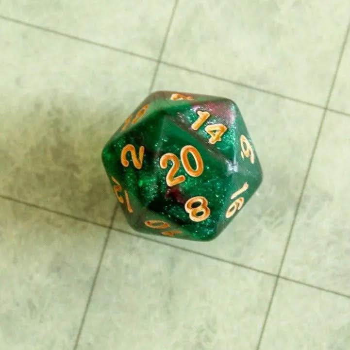 Green and Red Galaxy Dice Set