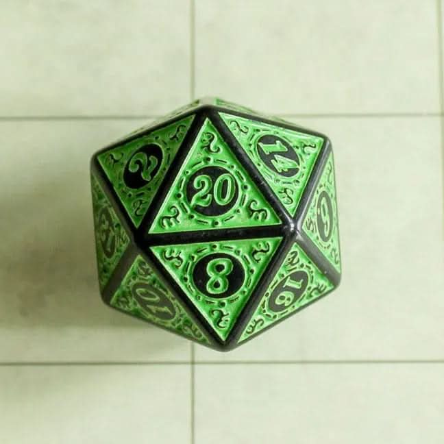 Green Zoltar TTRPG Dice Set | Green Zoltar Dice (7) | Polyhedral Dice | TTRPG | Chunky Dice | Old Fahsioned | Black Lined