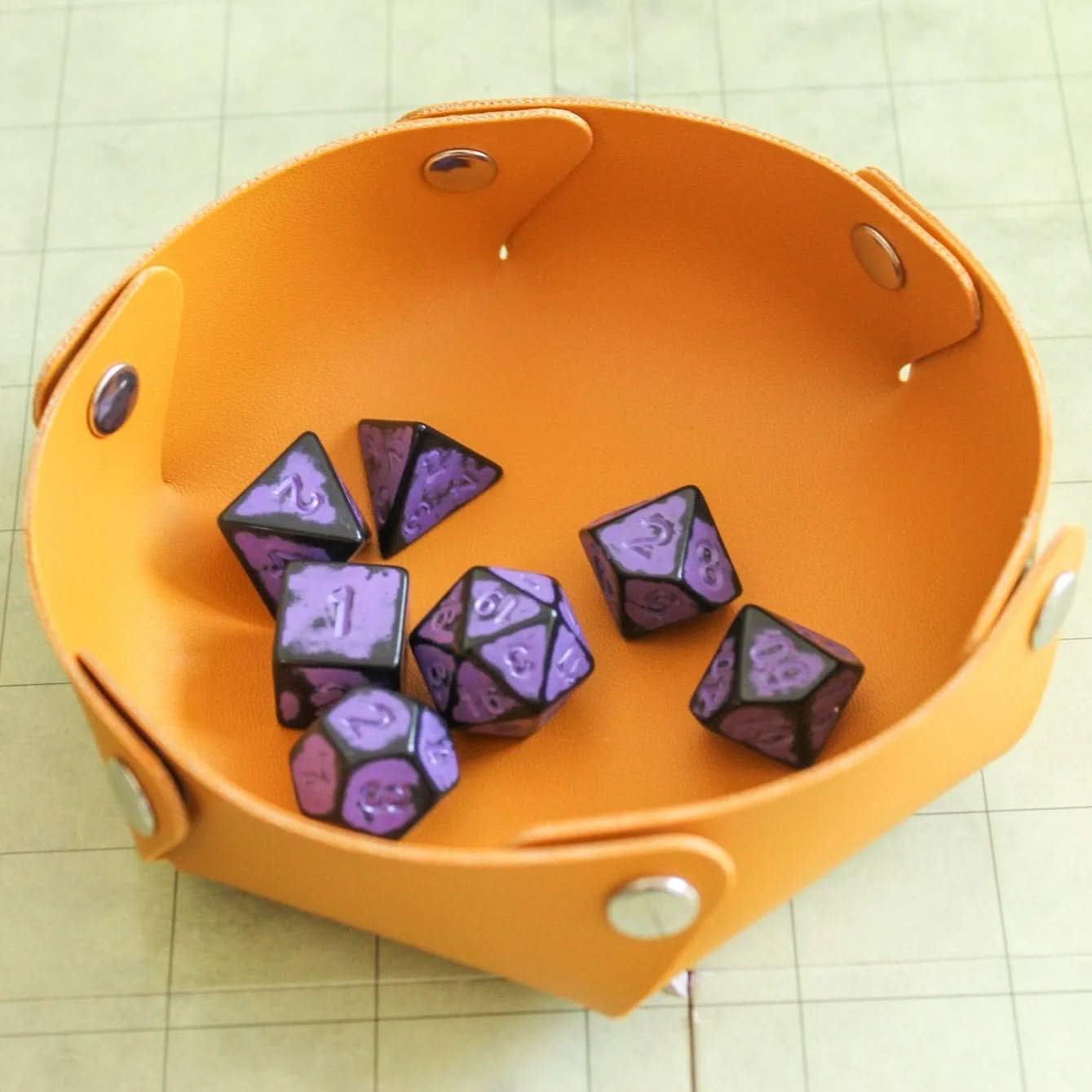 Archaic Purple TTRPG Dice Set | Purple Black Faded Dice (7) | Polyhedral Dice