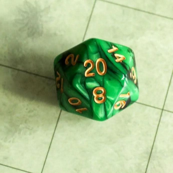 Green Slush TTRPG Dice Set | With gold writing | Green Dice (7) | Polyhedral Dice | Two Tone Black and Green - MysteryDiceGoblins