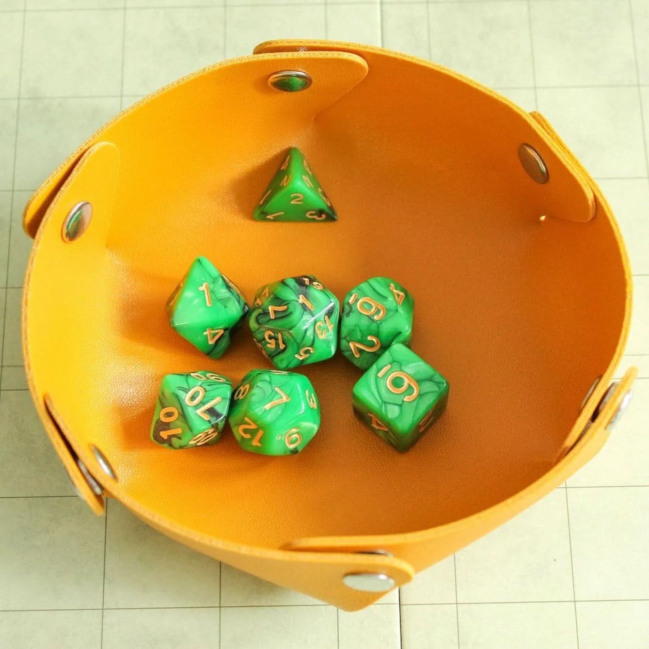 Green Slush TTRPG Dice Set | With gold writing | Green Dice (7) | Polyhedral Dice | Two Tone Black and Green - MysteryDiceGoblins