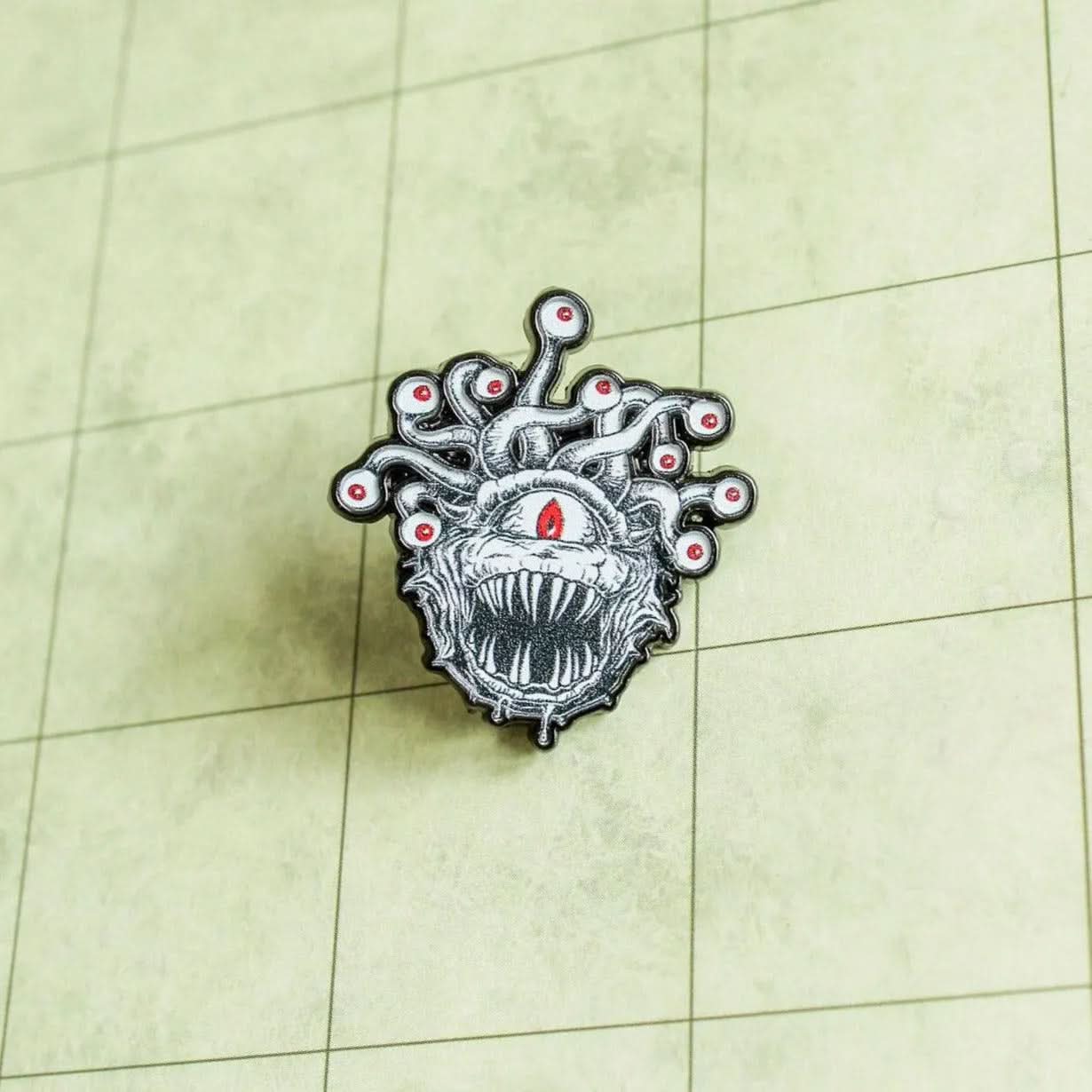 TTRPG Enamel Pin Beholder Pin TTRPG Pin Badge | Brooch White and Black Monster D&D Gift