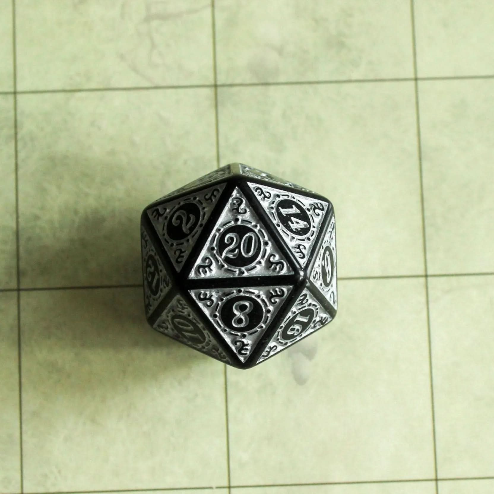 White Zoltar TTRPG Dice Set | White Zoltar Dice (7) | Polyhedral Dice | TTRPG | Chunky Dice | Old Fahsioned | Black Lined - MysteryDiceGoblins