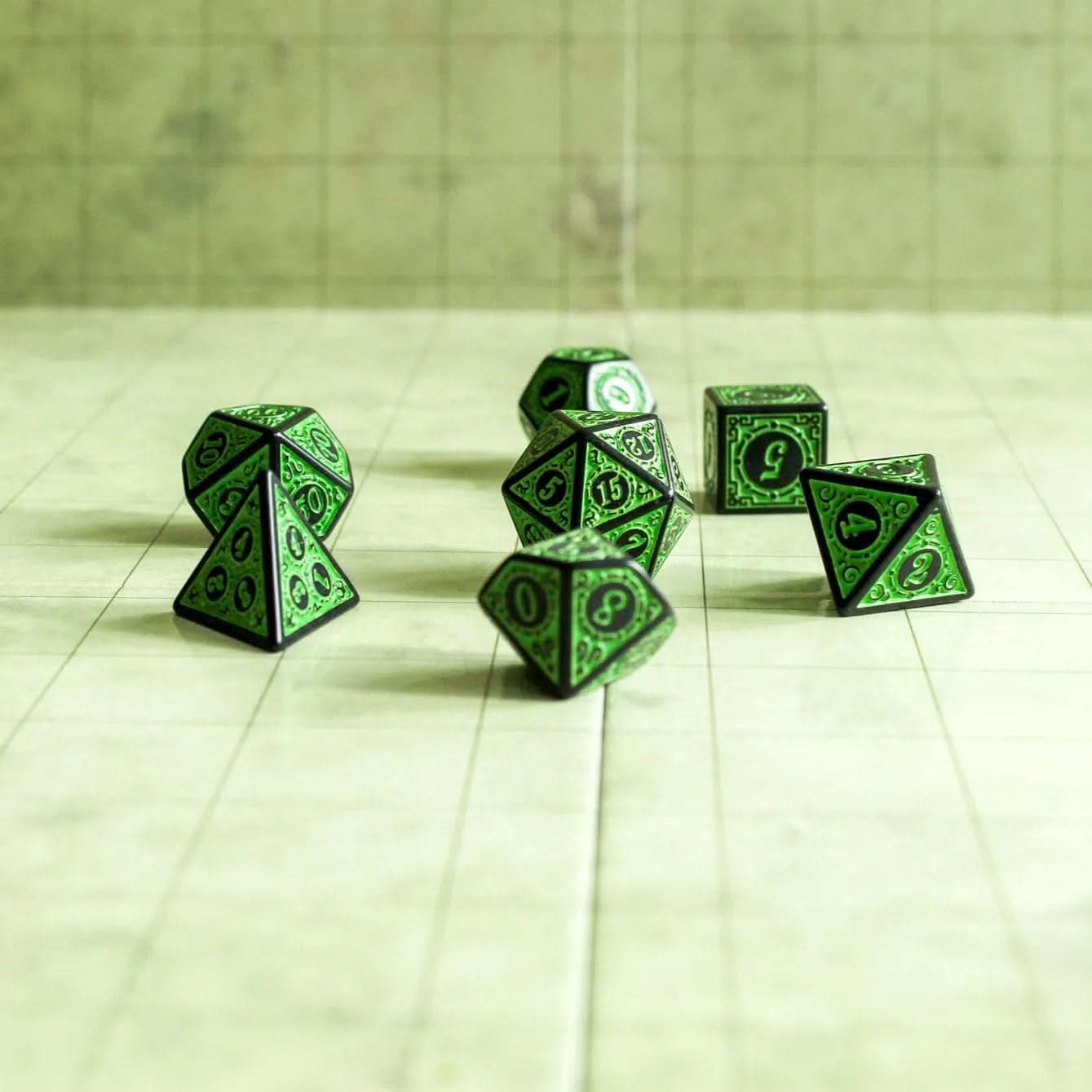 Green Zoltar Dice Set