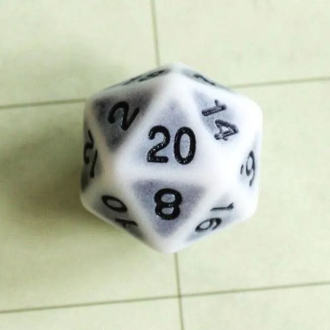Archaic Gree TTRPG Dice Set | Grey Dice (7) | Polyhedral Dice Black and White Old Fashioned Vintage Dice - MysteryDiceGoblins