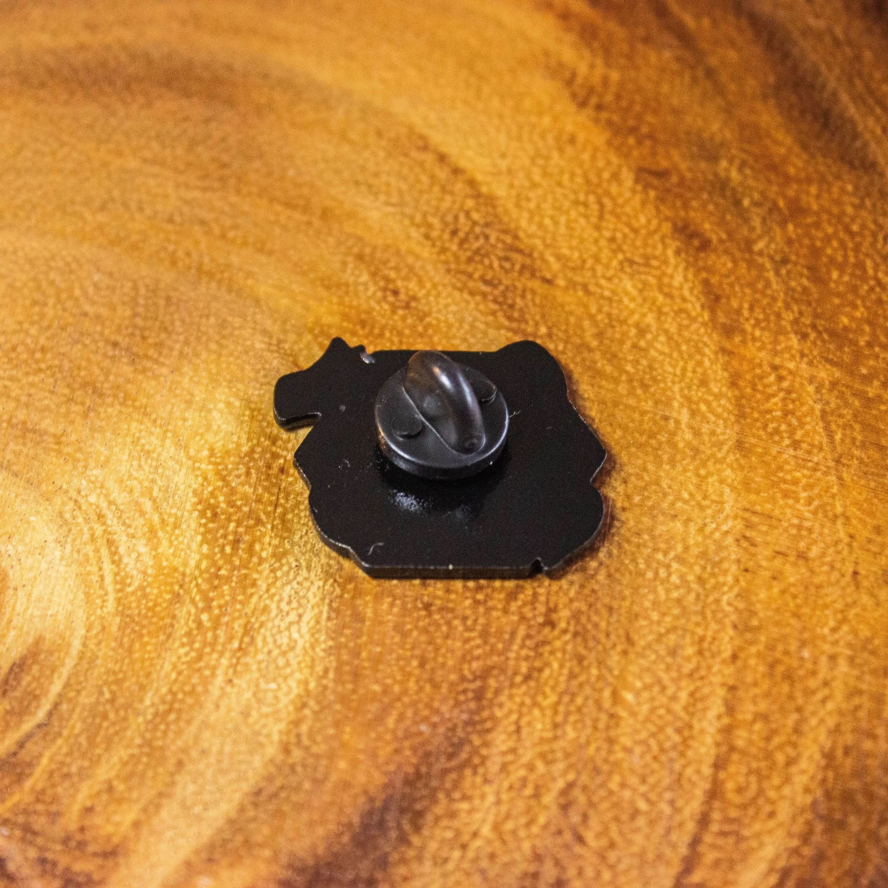 TTRPG Gift Misadventure Awaits Badge Enamel Pin Broach TTRPG Pin Black Red and White - MysteryDiceGoblins