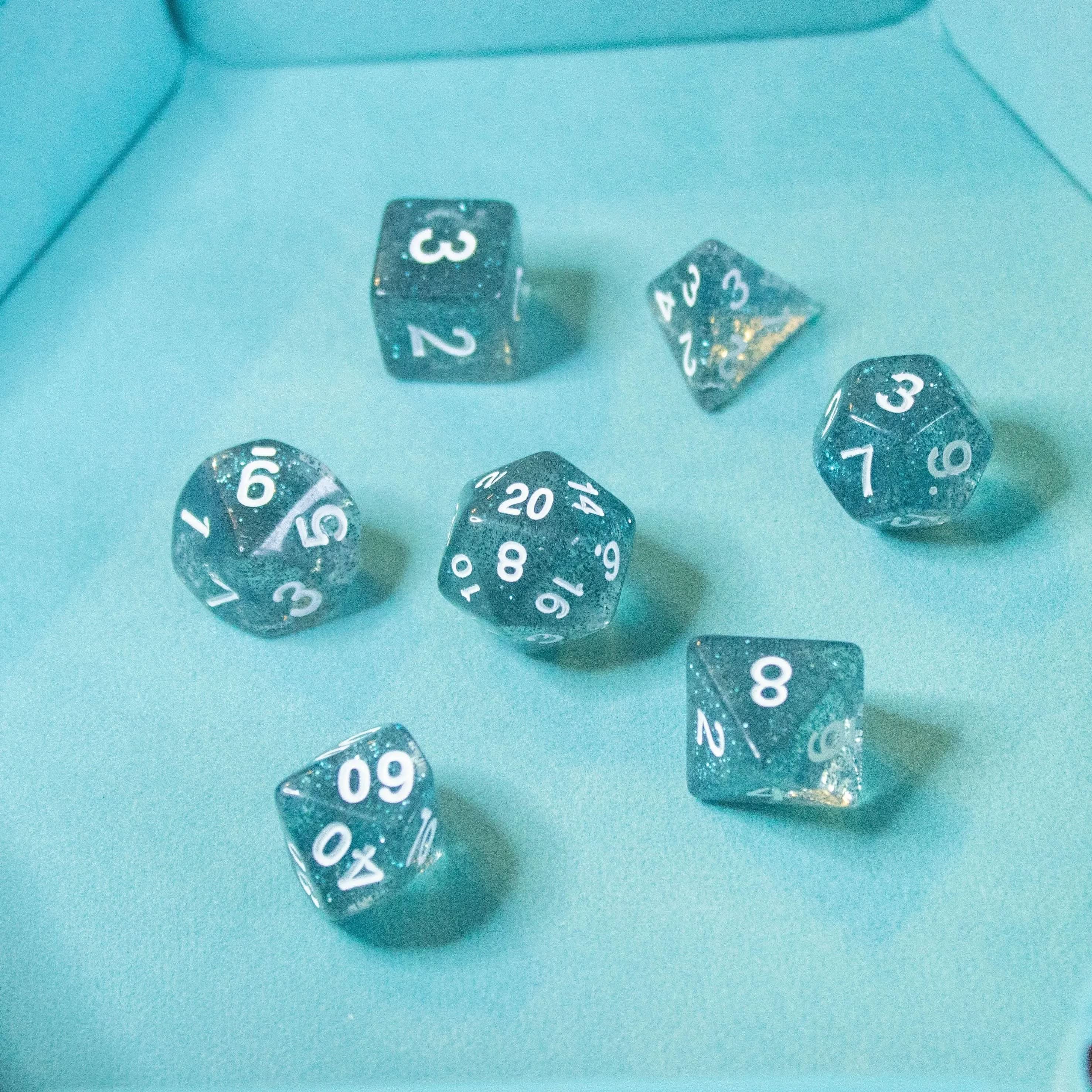 Navy Blue Glitter Dice Set