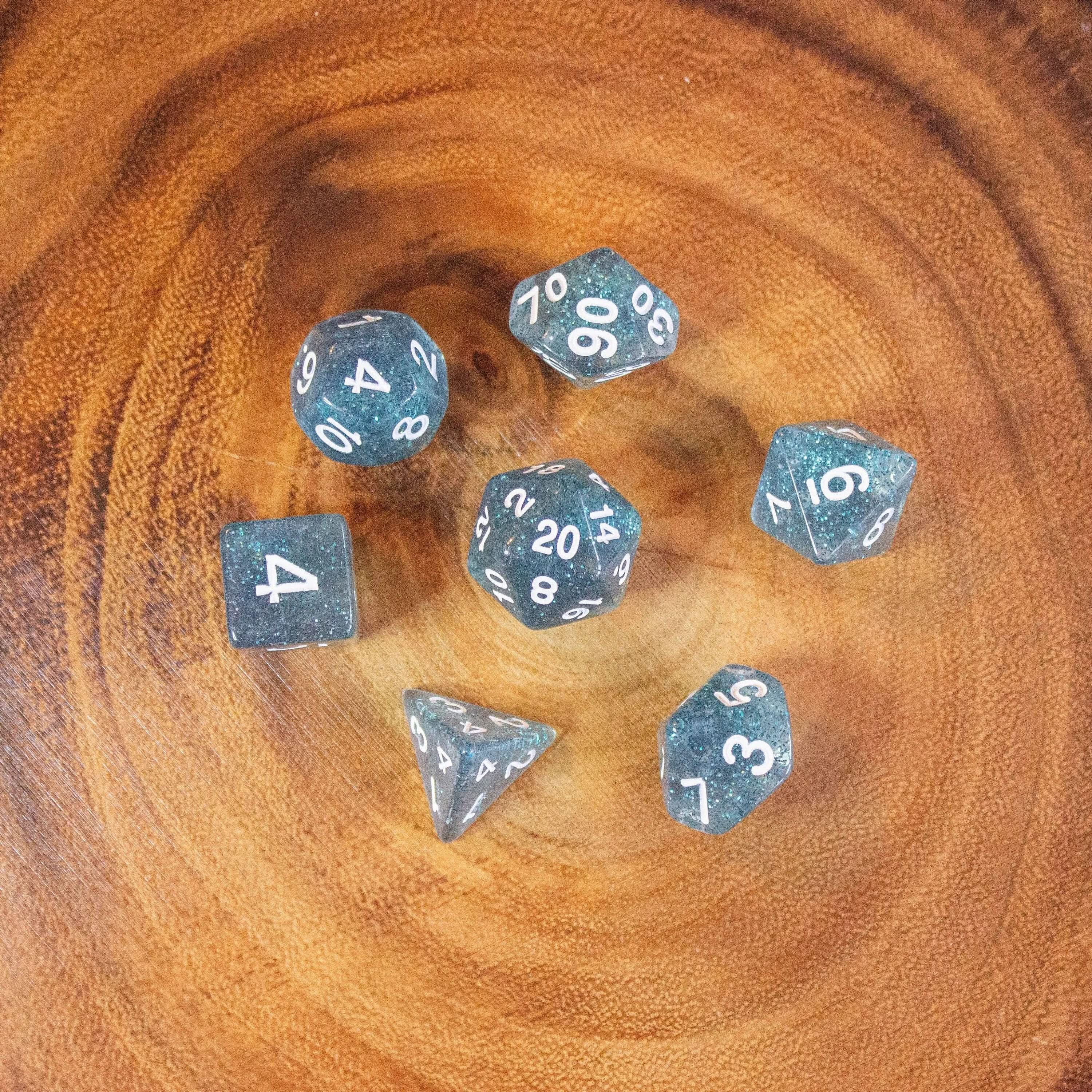 Navy Blue Glitter Dice Set