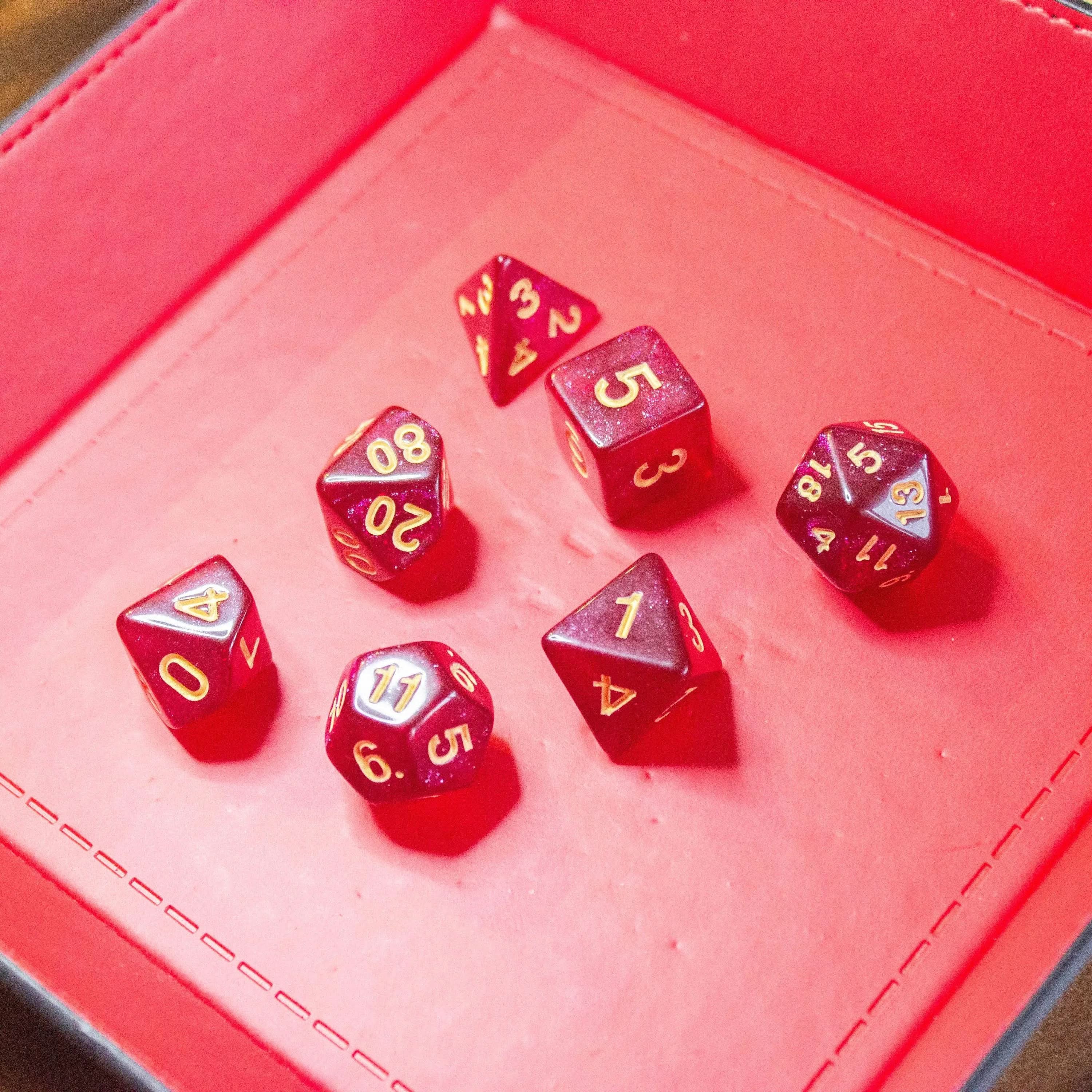 Red Ruby Shimmer Dice Set