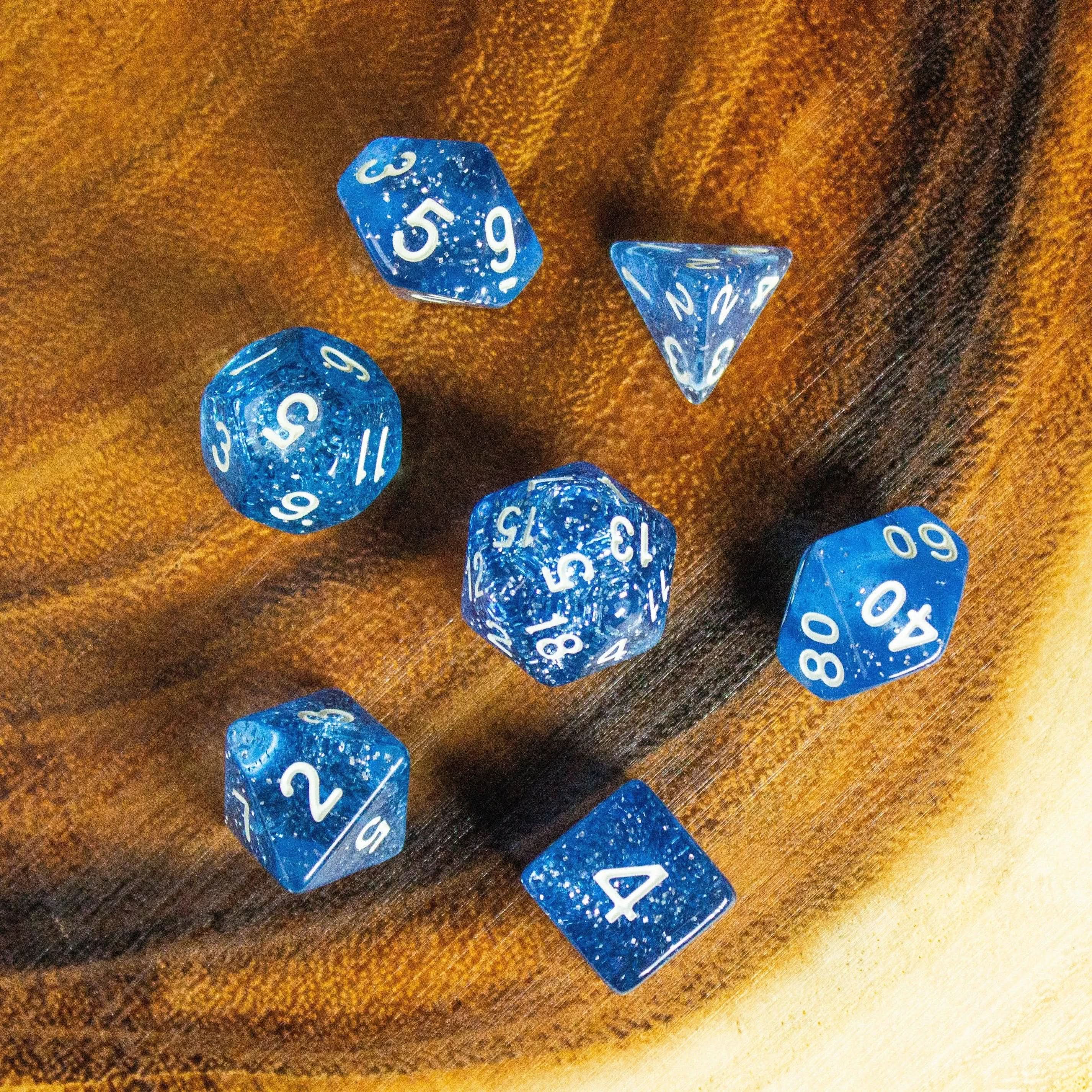 Blue Glitter Dice Set