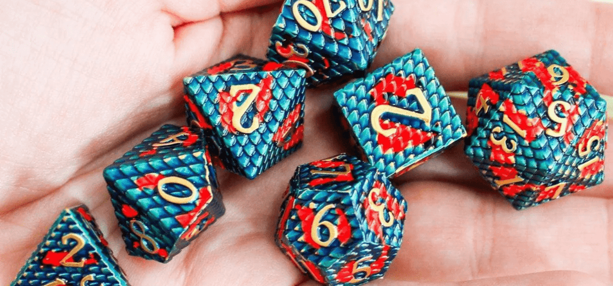 Journey into Gaming's metal dnd dice
