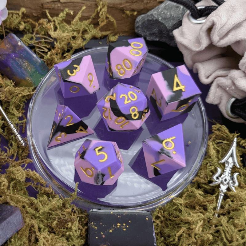 Cosmic Omen | Pink and Black Silicone Dice Set