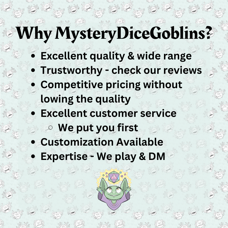 Green Gothic DnD Dice Set - Mystery Dice Goblin