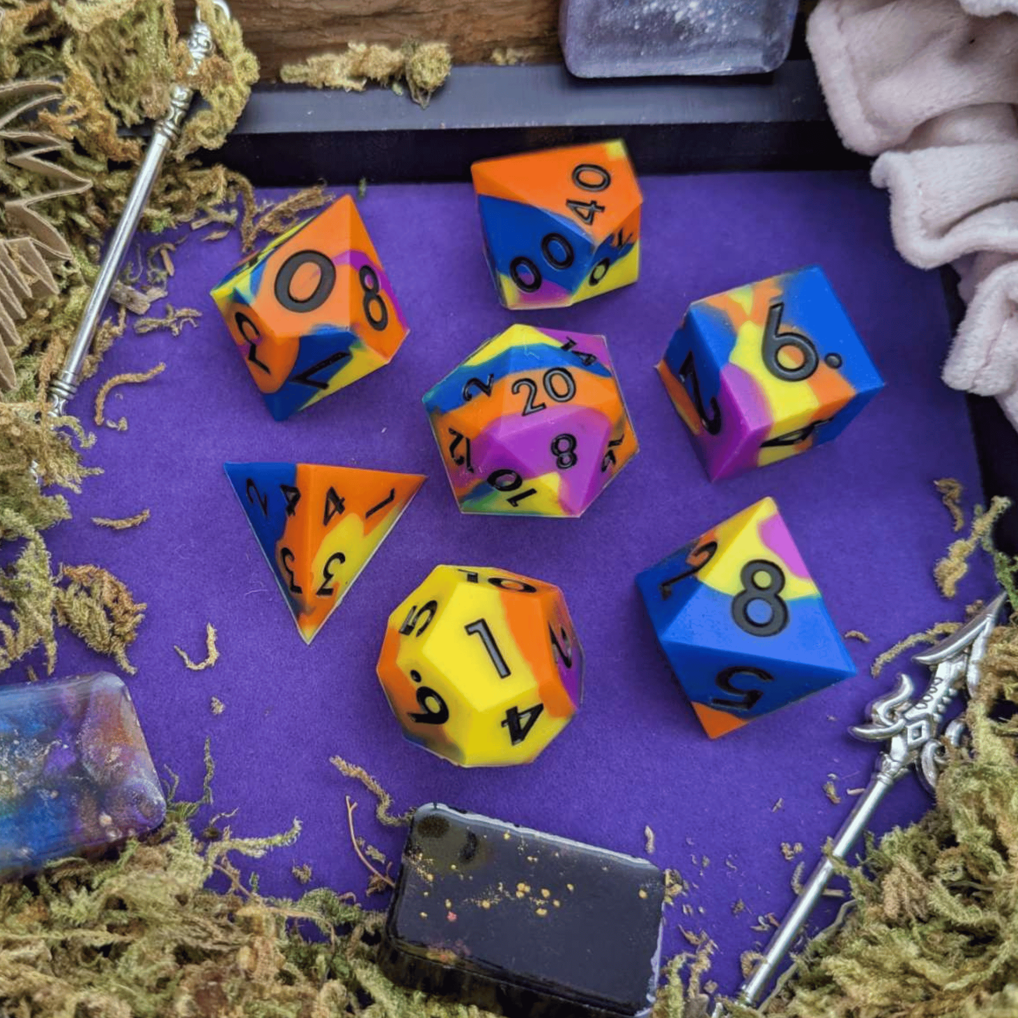 Dragon's Breath | Orange and Purple Silicone Dice Set