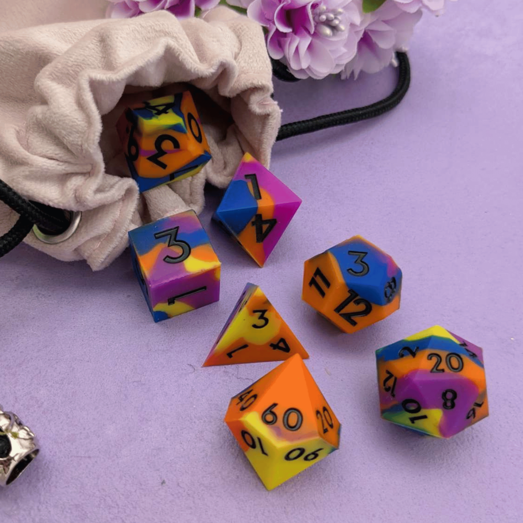 Dragon's Breath | Orange and Purple Silicone Dice Set