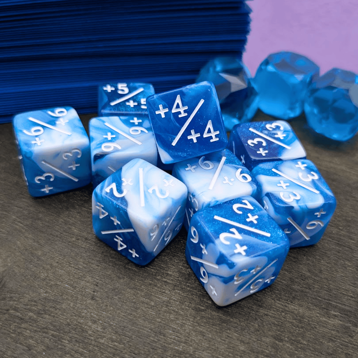 Blue White Simple Counter Dice +/+