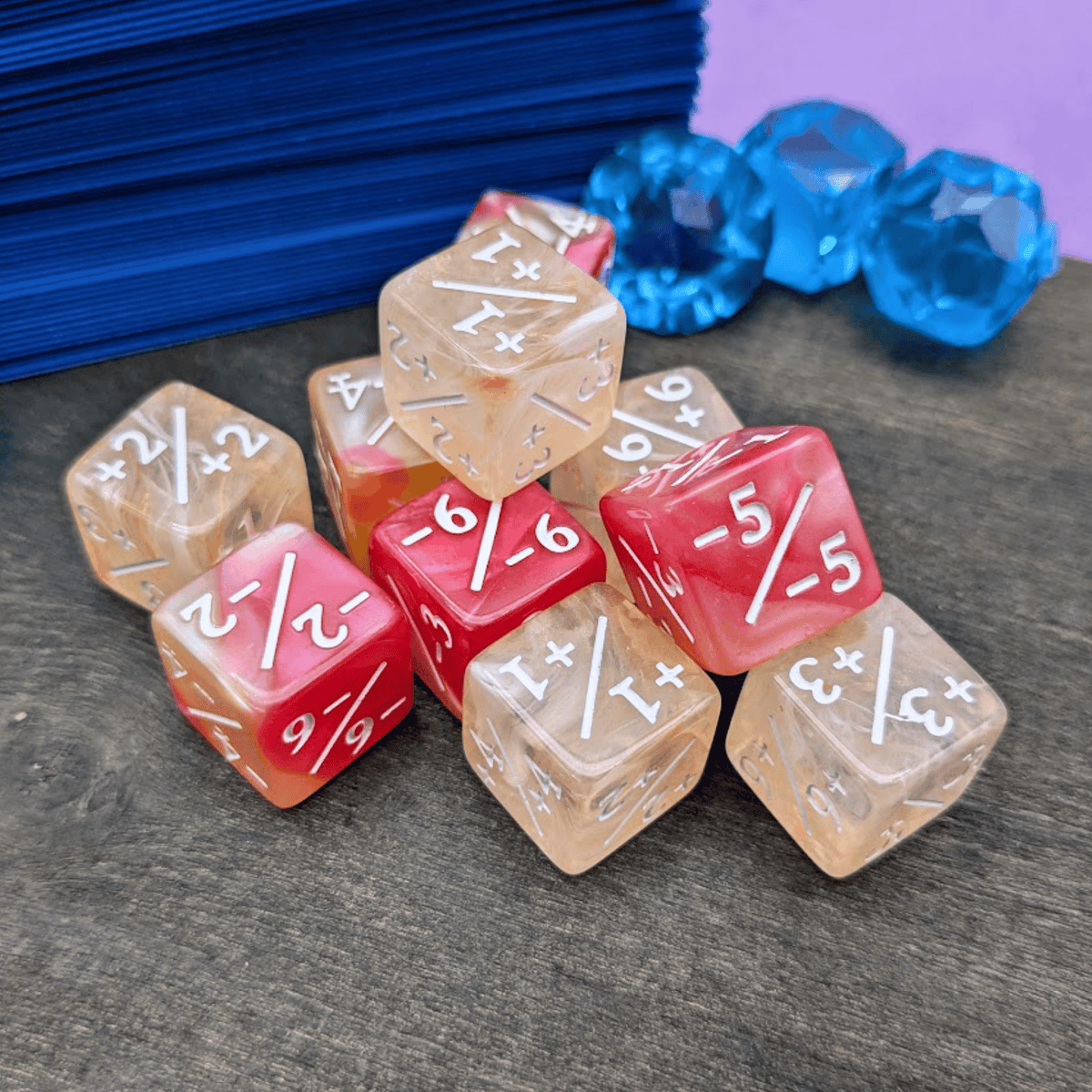 Pink White Ethereal Counter Dice +/-