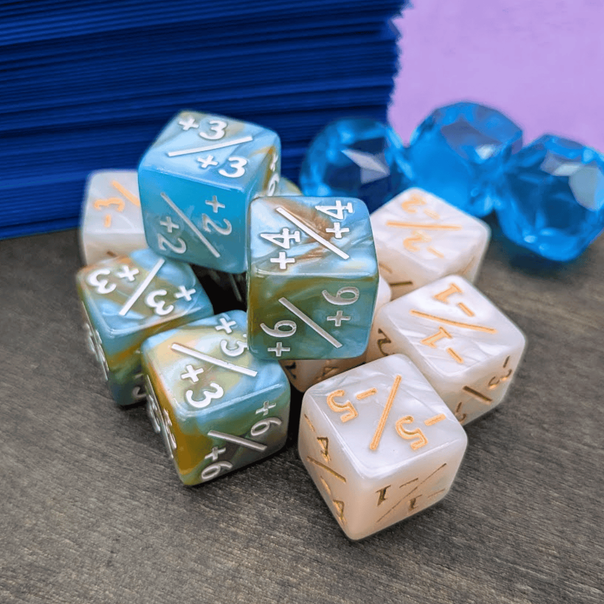 Blue White Simple Counter Dice +/-