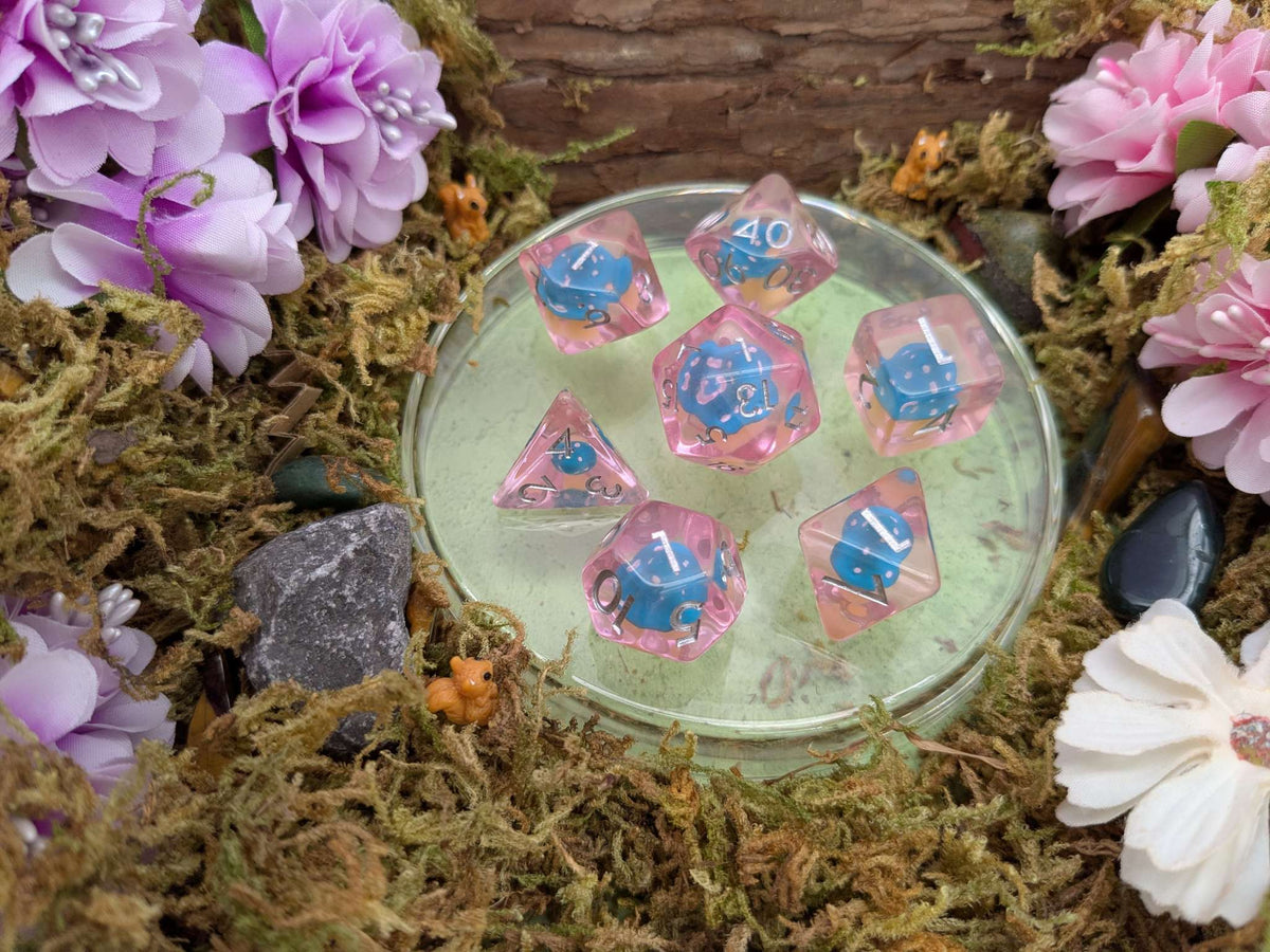 Light Blue Capped Mushrooms Inclusion Dice Set