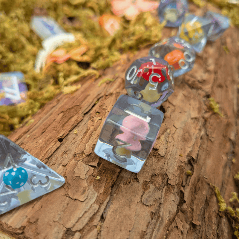 Multi-coloured Mushroom Dice Set