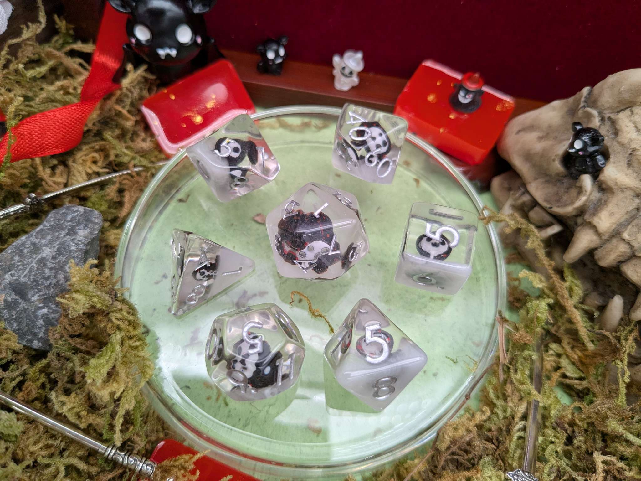 Black and White Grim Reaper Inclusion Dice Set